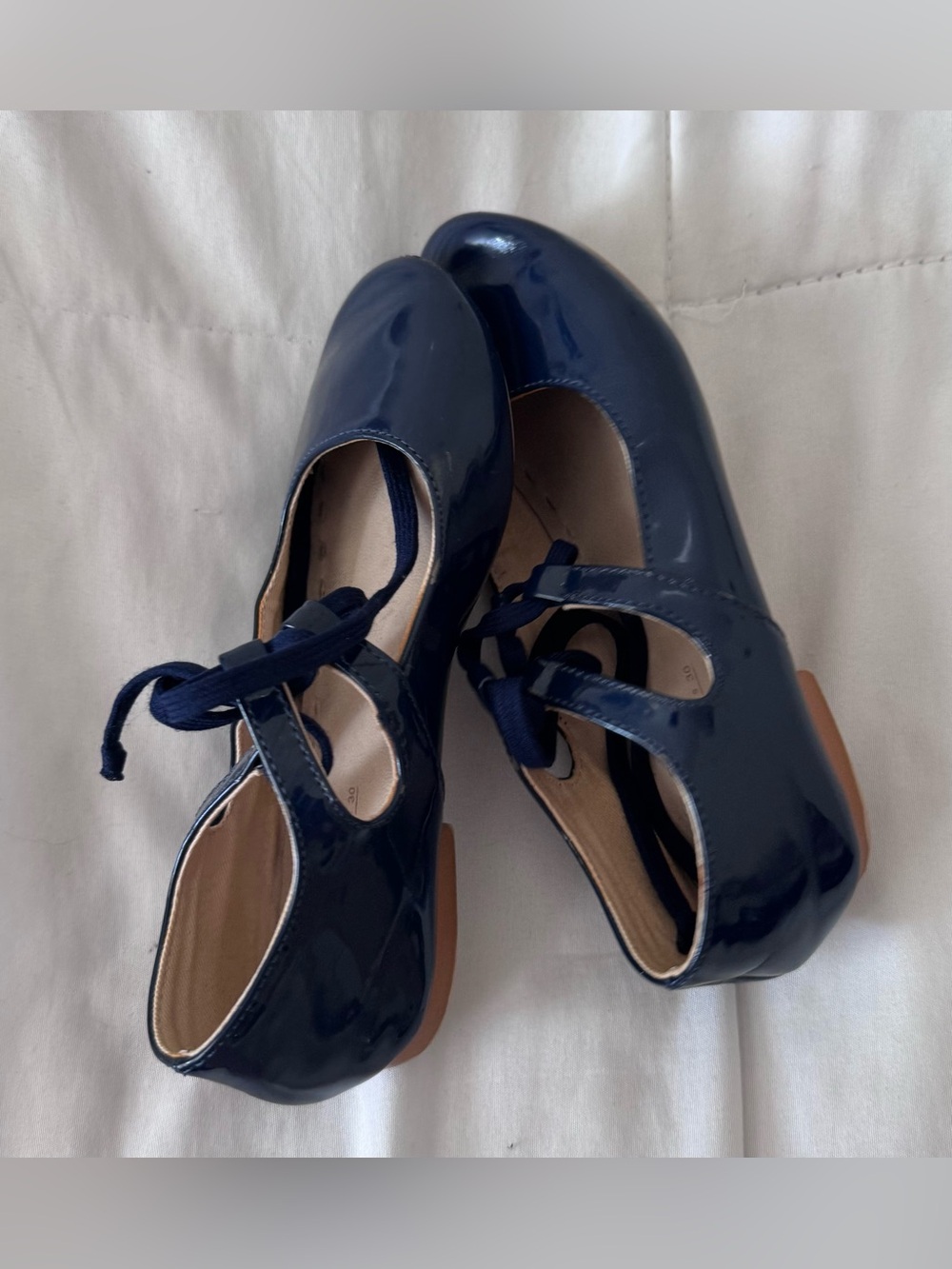 Zara Navy Patent Mary Jane with Lace Tie - Picture 8 of 10
